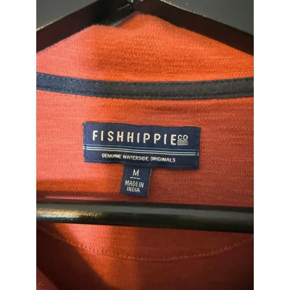 Fish Hippie Mens 1/4 Zip Medium Red Pullover
